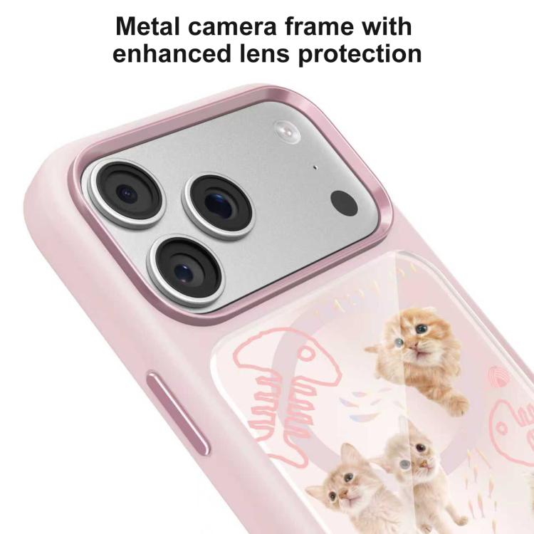 For iPhone 17 Pro Mutural Cats Pattern Liquid Silicone Magnetic Phone Case
