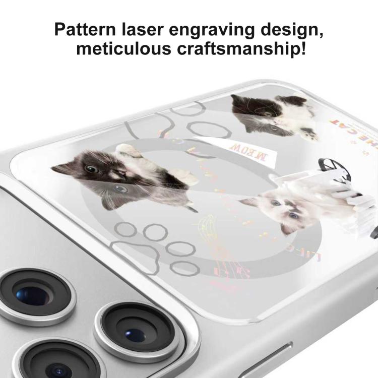 For iPhone 17 Pro Mutural Cats Pattern Liquid Silicone Magnetic Phone Case
