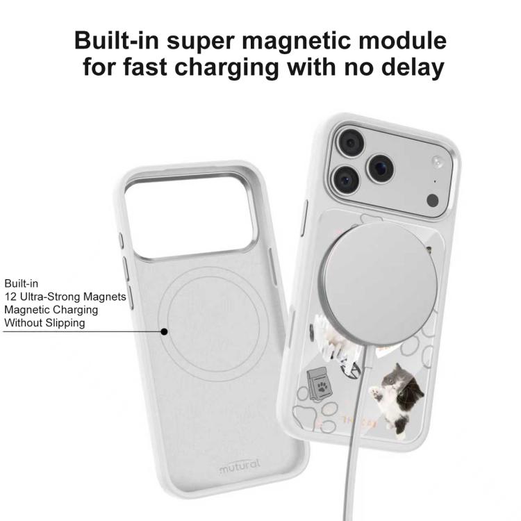 For iPhone 17 Pro Mutural Cats Pattern Liquid Silicone Magnetic Phone Case