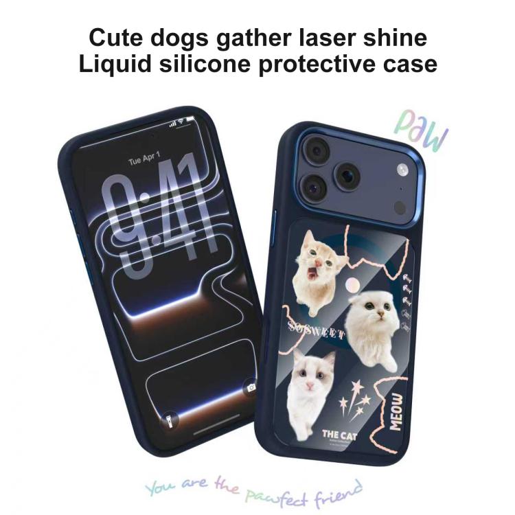For iPhone 17 Pro Mutural Cats Pattern Liquid Silicone Magnetic Phone Case