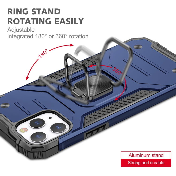 For iPhone 12 Pro Max Magnetic Armor Shockproof TPU + PC Case with Metal Ring Holder