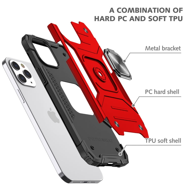 For iPhone 12 Pro Max Magnetic Armor Shockproof TPU + PC Case with Metal Ring Holder