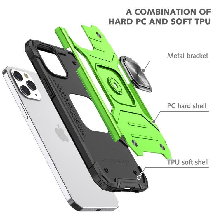 For iPhone 12 Pro Max Magnetic Armor Shockproof TPU + PC Case with Metal Ring Holder