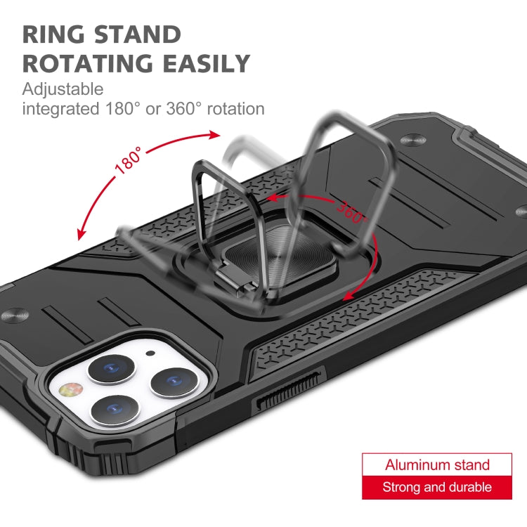 For iPhone 12 / 12 Pro Magnetic Armor Shockproof TPU + PC Case with Metal Ring Holder
