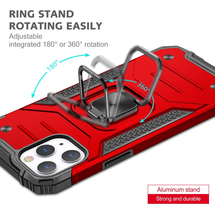 For iPhone 12 / 12 Pro Magnetic Armor Shockproof TPU + PC Case with Metal Ring Holder