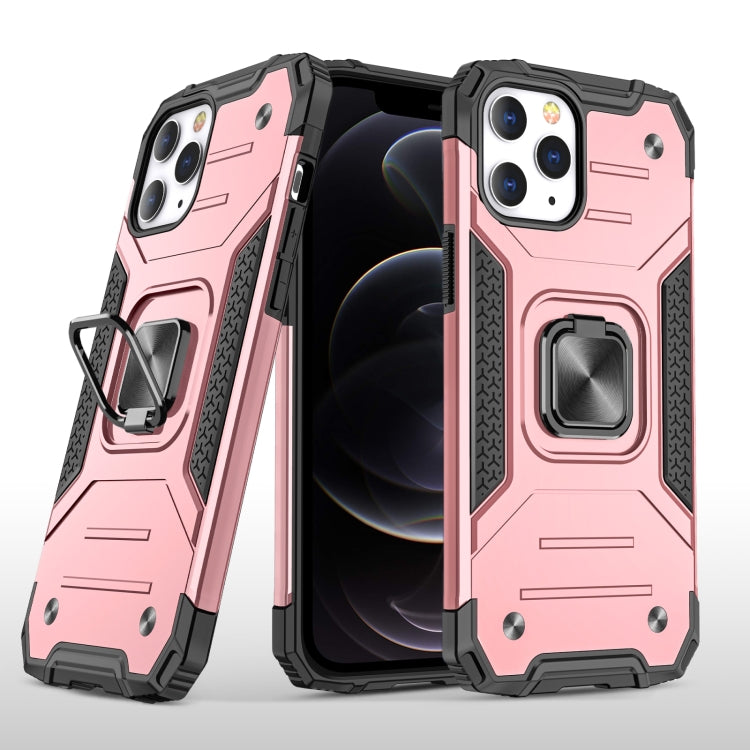 For iPhone 12 / 12 Pro Magnetic Armor Shockproof TPU + PC Case with Metal Ring Holder