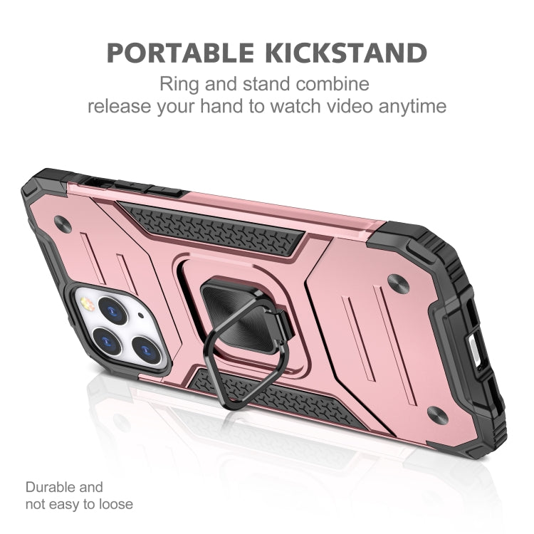 For iPhone 12 / 12 Pro Magnetic Armor Shockproof TPU + PC Case with Metal Ring Holder