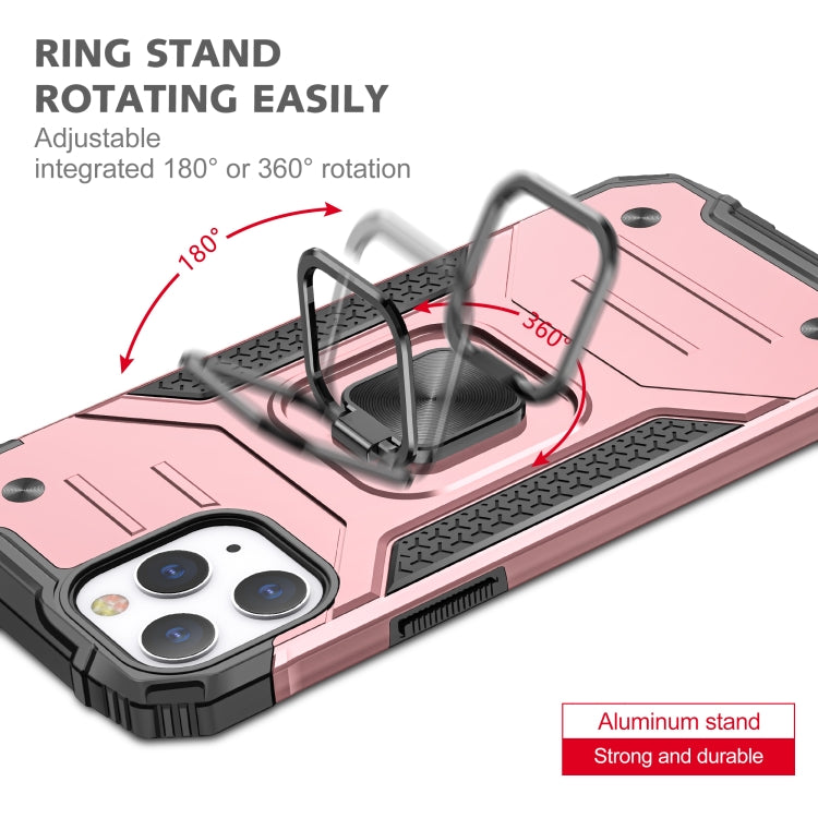 For iPhone 12 / 12 Pro Magnetic Armor Shockproof TPU + PC Case with Metal Ring Holder
