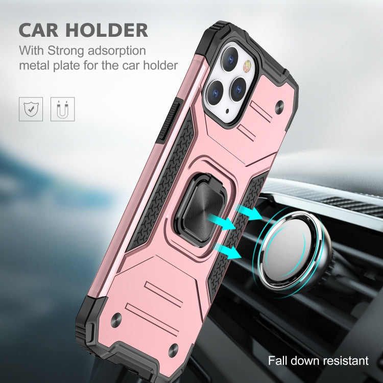For iPhone 12 / 12 Pro Magnetic Armor Shockproof TPU + PC Case with Metal Ring Holder