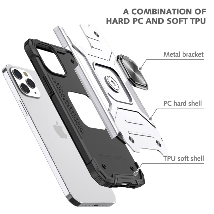 For iPhone 12 / 12 Pro Magnetic Armor Shockproof TPU + PC Case with Metal Ring Holder