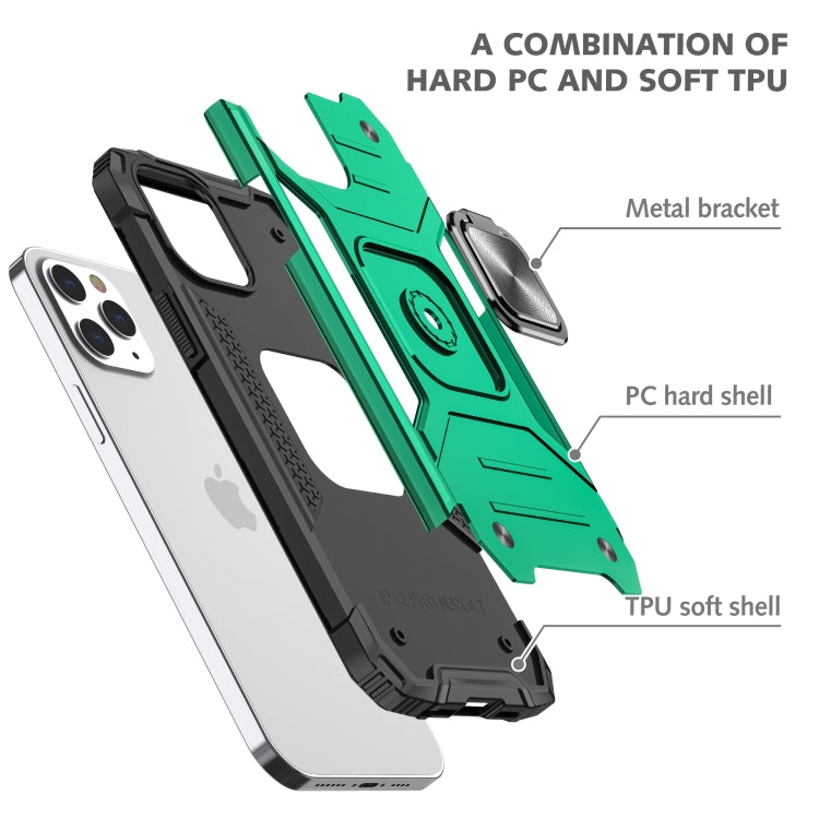 For iPhone 12 / 12 Pro Magnetic Armor Shockproof TPU + PC Case with Metal Ring Holder
