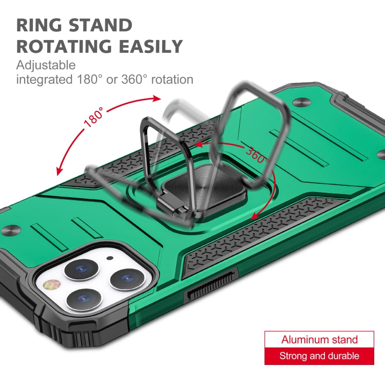 For iPhone 12 / 12 Pro Magnetic Armor Shockproof TPU + PC Case with Metal Ring Holder