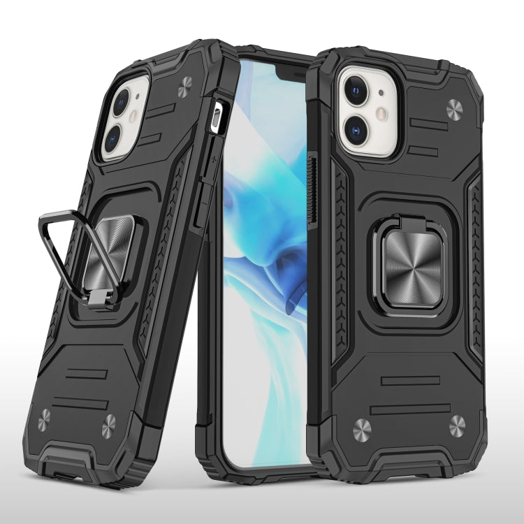 For iPhone 12 mini Magnetic Armor Shockproof TPU + PC Case with Metal Ring Holder