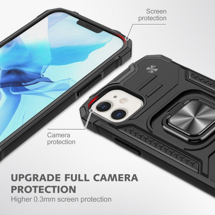For iPhone 12 mini Magnetic Armor Shockproof TPU + PC Case with Metal Ring Holder