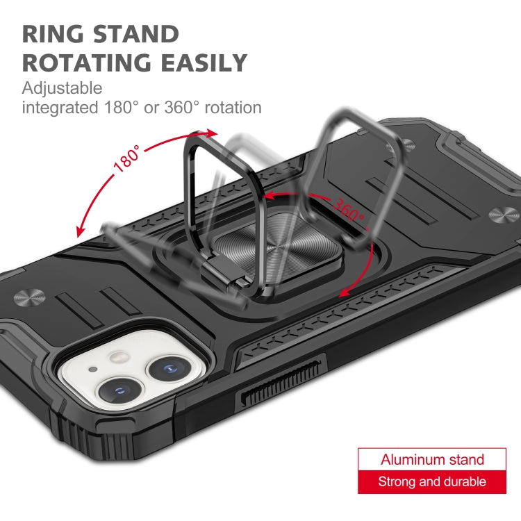 For iPhone 12 mini Magnetic Armor Shockproof TPU + PC Case with Metal Ring Holder