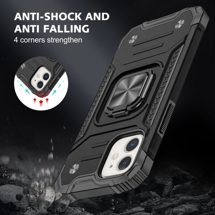 For iPhone 12 mini Magnetic Armor Shockproof TPU + PC Case with Metal Ring Holder