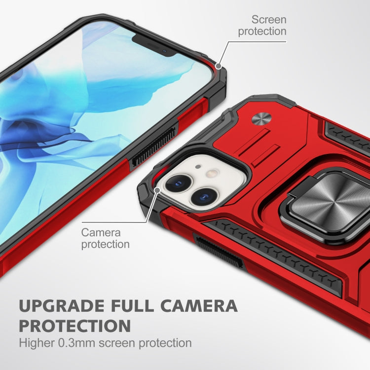 For iPhone 12 mini Magnetic Armor Shockproof TPU + PC Case with Metal Ring Holder
