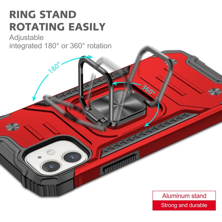 For iPhone 12 mini Magnetic Armor Shockproof TPU + PC Case with Metal Ring Holder