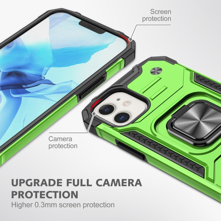 For iPhone 12 mini Magnetic Armor Shockproof TPU + PC Case with Metal Ring Holder