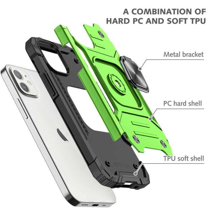 For iPhone 12 mini Magnetic Armor Shockproof TPU + PC Case with Metal Ring Holder