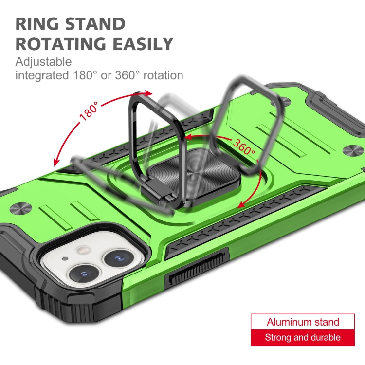 For iPhone 12 mini Magnetic Armor Shockproof TPU + PC Case with Metal Ring Holder