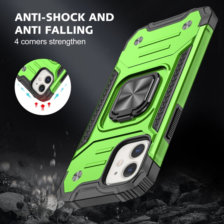 For iPhone 12 mini Magnetic Armor Shockproof TPU + PC Case with Metal Ring Holder