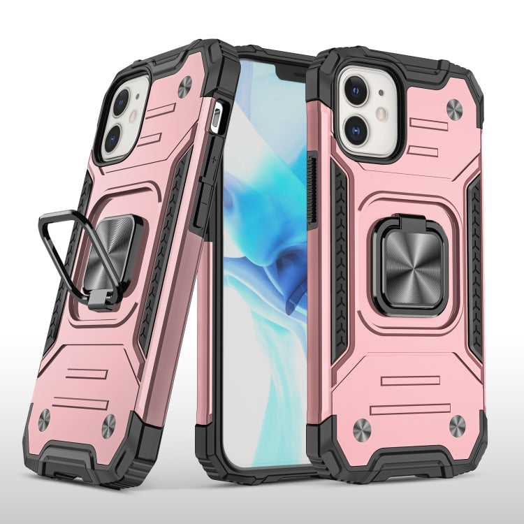 For iPhone 12 mini Magnetic Armor Shockproof TPU + PC Case with Metal Ring Holder