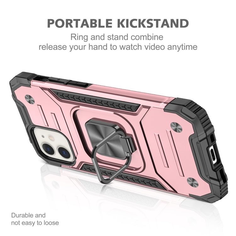 For iPhone 12 mini Magnetic Armor Shockproof TPU + PC Case with Metal Ring Holder