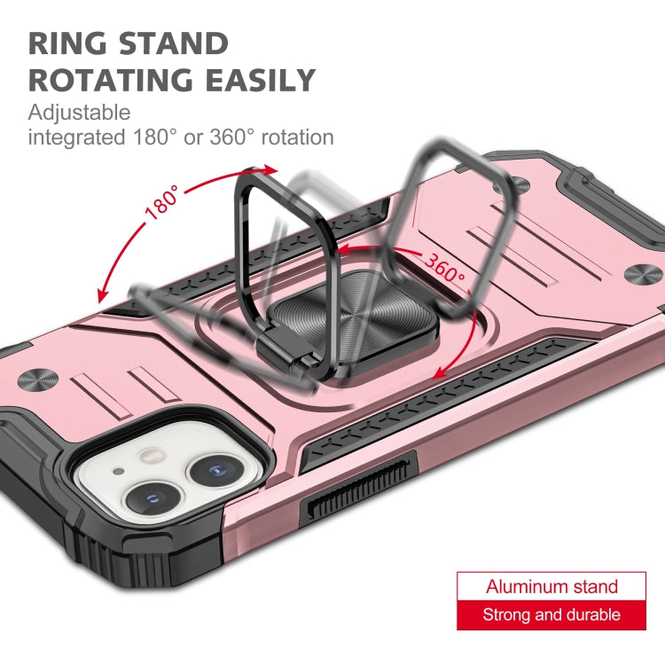 For iPhone 12 mini Magnetic Armor Shockproof TPU + PC Case with Metal Ring Holder