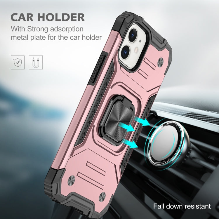 For iPhone 12 mini Magnetic Armor Shockproof TPU + PC Case with Metal Ring Holder