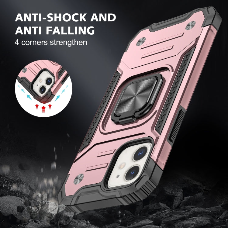 For iPhone 12 mini Magnetic Armor Shockproof TPU + PC Case with Metal Ring Holder