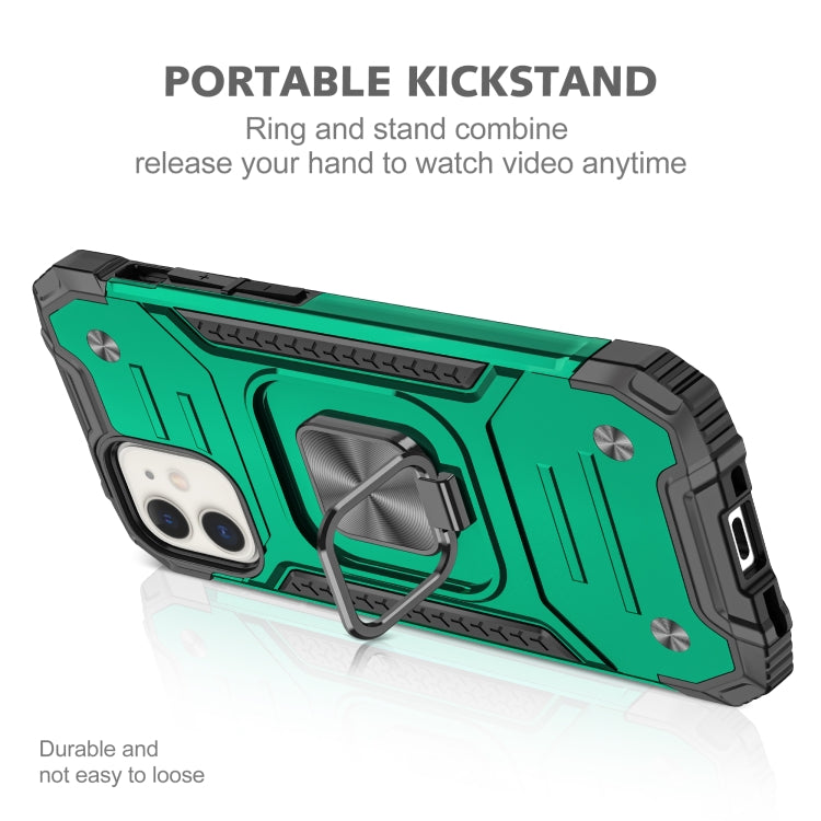 For iPhone 12 mini Magnetic Armor Shockproof TPU + PC Case with Metal Ring Holder