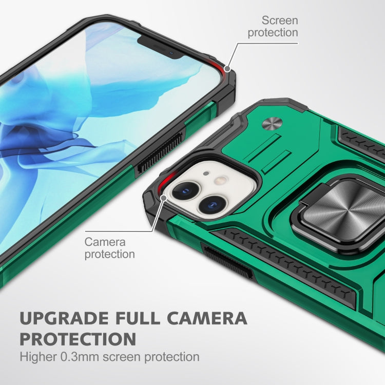For iPhone 12 mini Magnetic Armor Shockproof TPU + PC Case with Metal Ring Holder