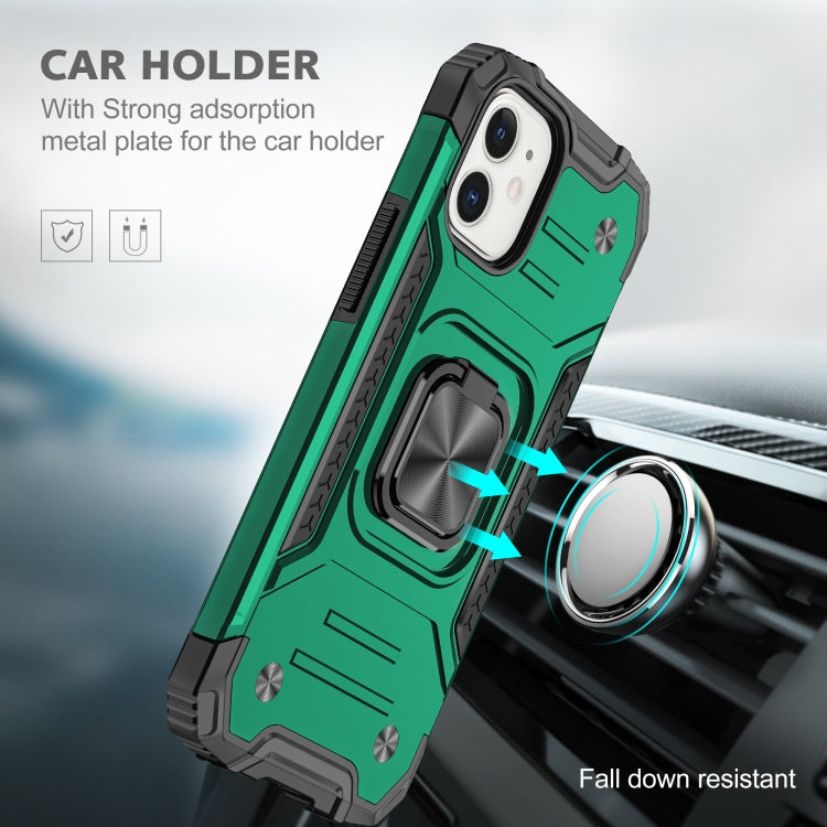 For iPhone 12 mini Magnetic Armor Shockproof TPU + PC Case with Metal Ring Holder