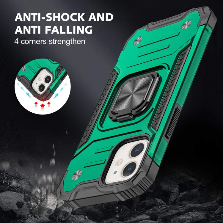 For iPhone 12 mini Magnetic Armor Shockproof TPU + PC Case with Metal Ring Holder