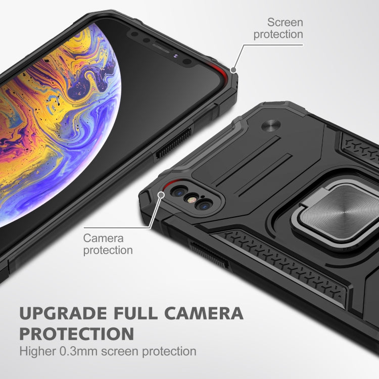 For iPhone XS Max Magnetic Armor Shockproof TPU + PC Case with Metal Ring Holder