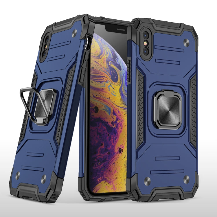 For iPhone XS Max Magnetic Armor Shockproof TPU + PC Case with Metal Ring Holder