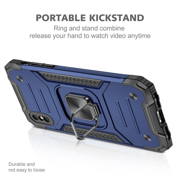 For iPhone XS Max Magnetic Armor Shockproof TPU + PC Case with Metal Ring Holder