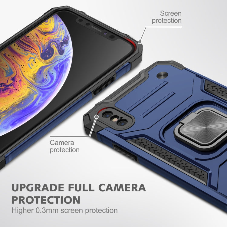 For iPhone XS Max Magnetic Armor Shockproof TPU + PC Case with Metal Ring Holder
