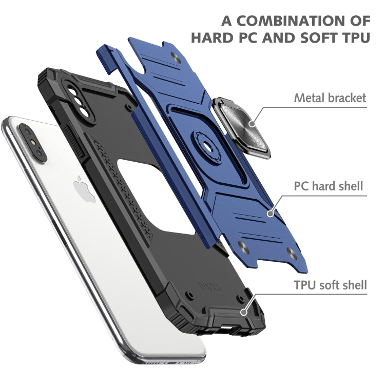For iPhone XS Max Magnetic Armor Shockproof TPU + PC Case with Metal Ring Holder