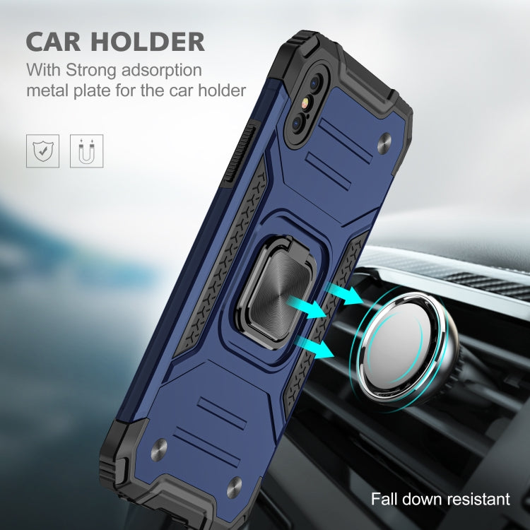 For iPhone XS Max Magnetic Armor Shockproof TPU + PC Case with Metal Ring Holder
