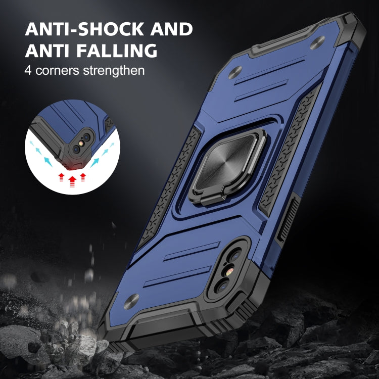 For iPhone XS Max Magnetic Armor Shockproof TPU + PC Case with Metal Ring Holder