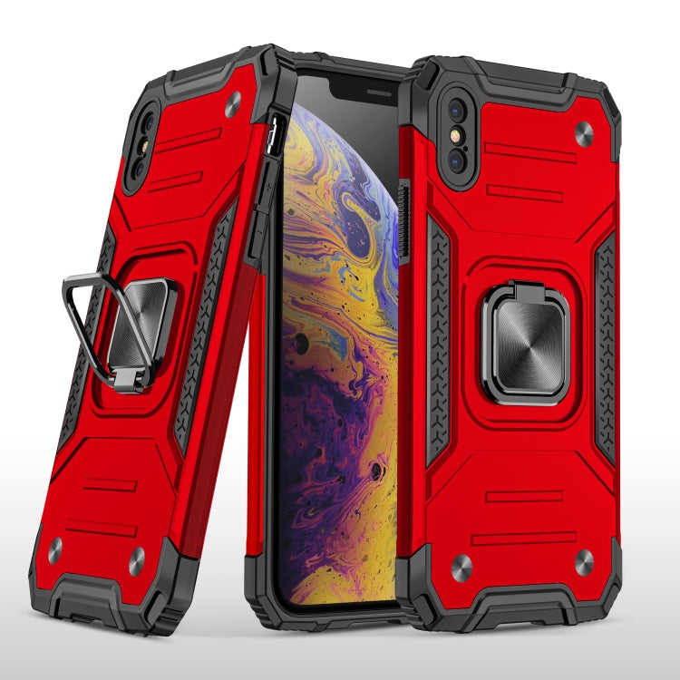 For iPhone XS Max Magnetic Armor Shockproof TPU + PC Case with Metal Ring Holder