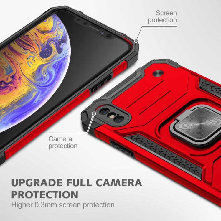 For iPhone XS Max Magnetic Armor Shockproof TPU + PC Case with Metal Ring Holder
