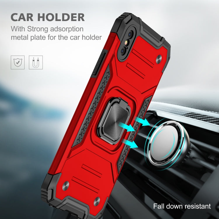 For iPhone XS Max Magnetic Armor Shockproof TPU + PC Case with Metal Ring Holder