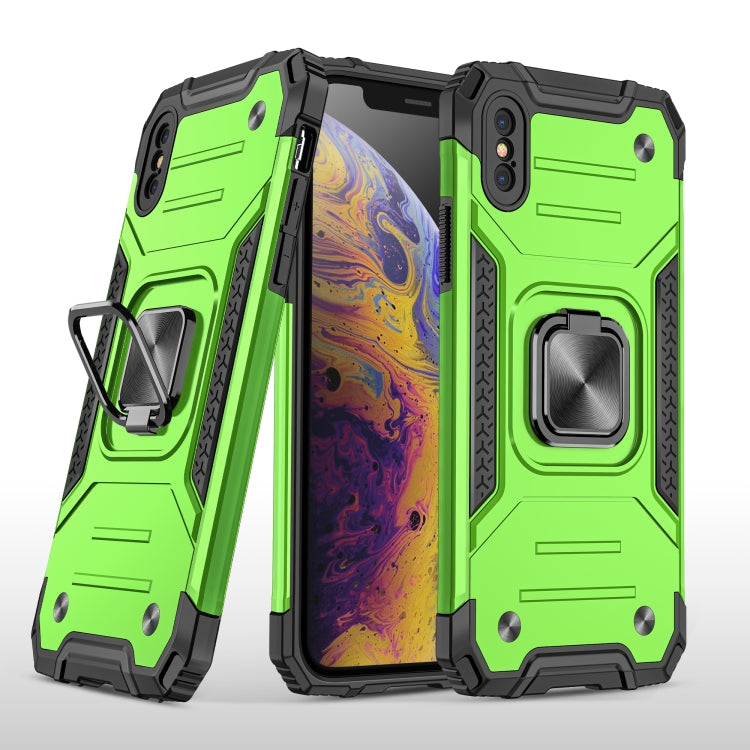For iPhone XS Max Magnetic Armor Shockproof TPU + PC Case with Metal Ring Holder