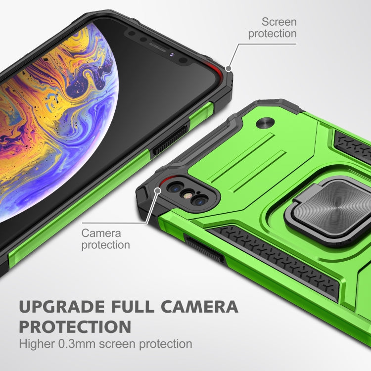 For iPhone XS Max Magnetic Armor Shockproof TPU + PC Case with Metal Ring Holder