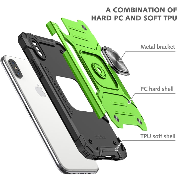 For iPhone XS Max Magnetic Armor Shockproof TPU + PC Case with Metal Ring Holder