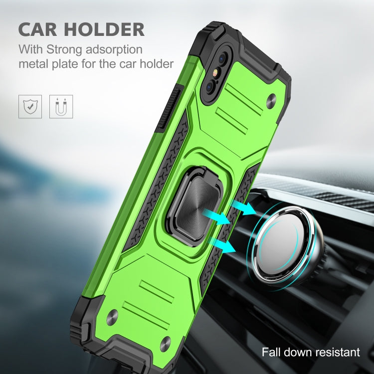 For iPhone XS Max Magnetic Armor Shockproof TPU + PC Case with Metal Ring Holder