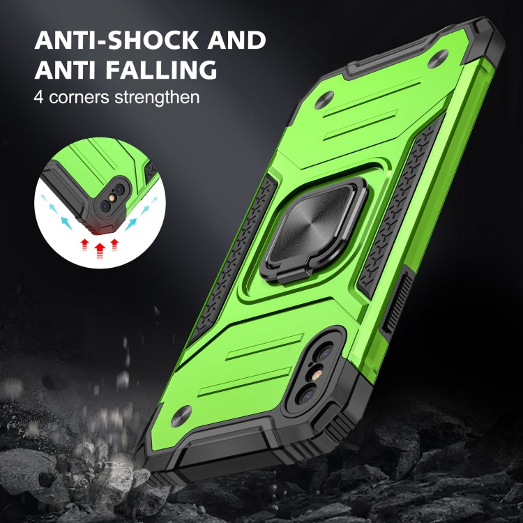 For iPhone XS Max Magnetic Armor Shockproof TPU + PC Case with Metal Ring Holder